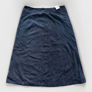 NWT Ann Taylor Pencil Straight Skirt Women’s Sz 4 Soft Suede Leather Navy MIDI